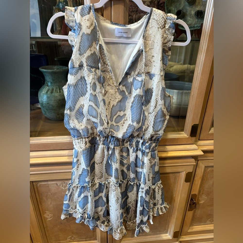 Adrienne Blue and Cream Snake Print Dress